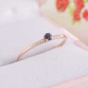 Rose Gold Blue Sapphire Engagement Ring, Promise Ring, Minimalist Ring, Dainty promise Ring, Delicate Ring image 3