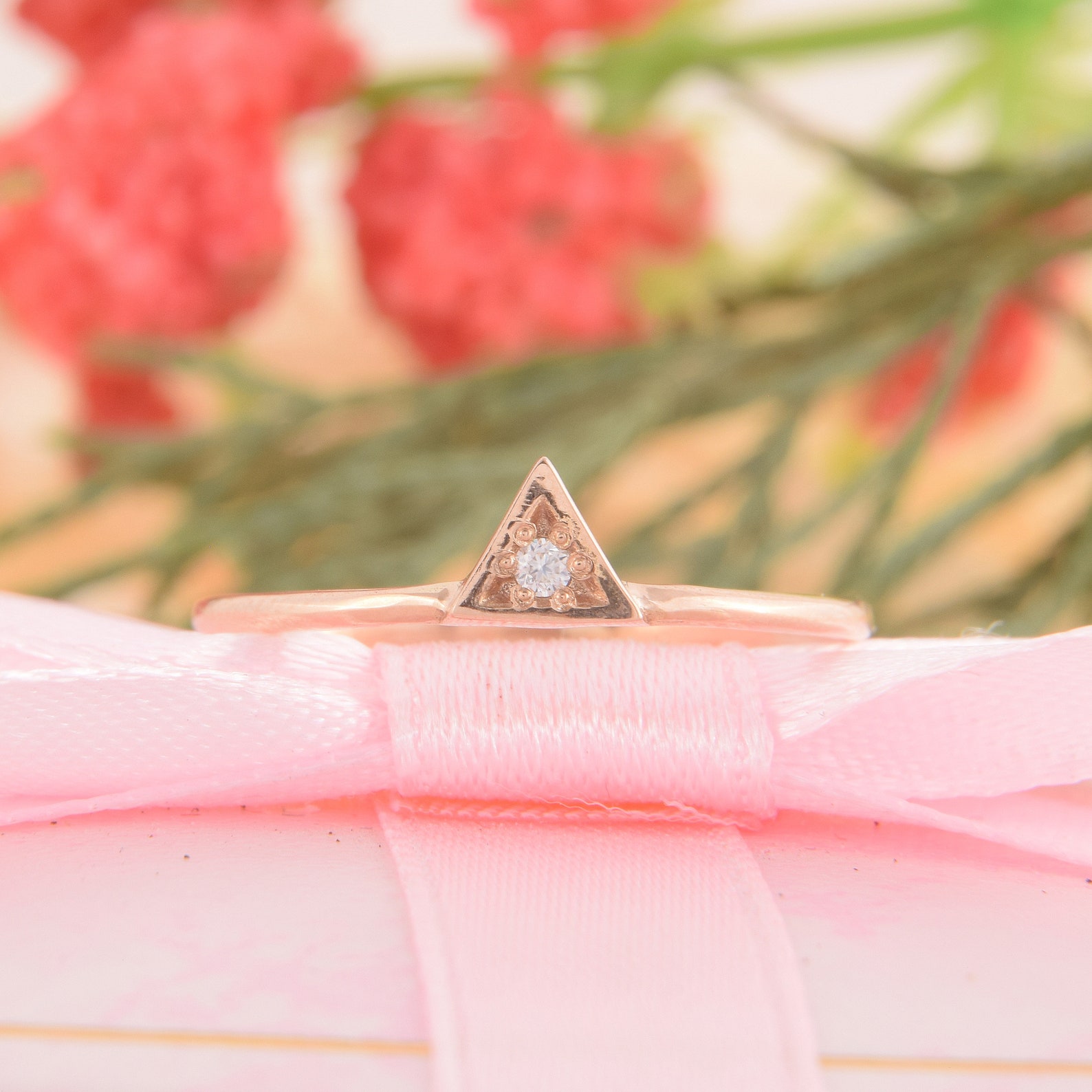 Womens Simple Promise Ring Small Gold Promise Ring Triangle Etsy