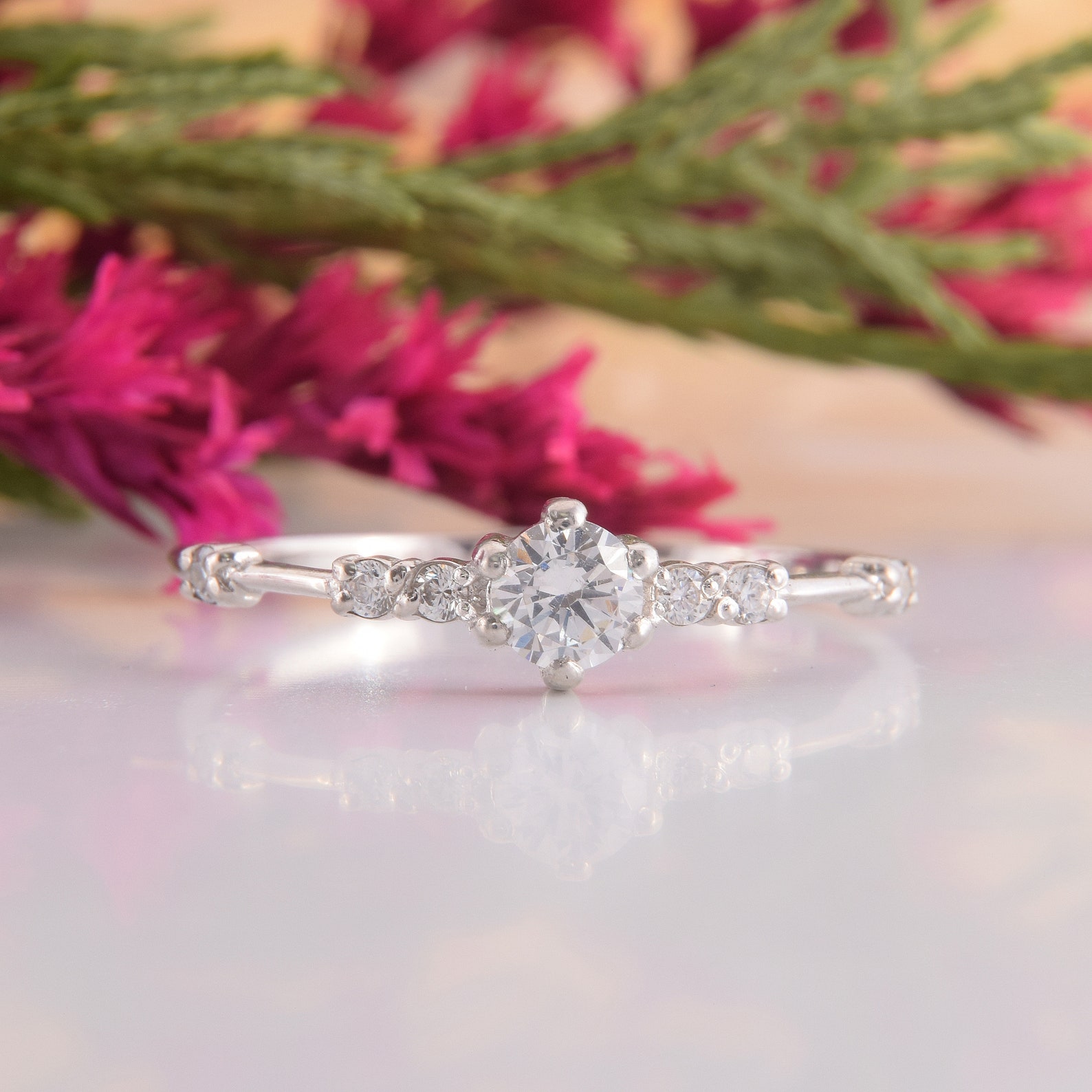 Simple & Dainty 925 Sterling Silver Promise Ring for Her Etsy