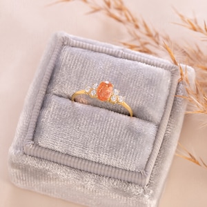 Women sunstone ring gold Unique dainty 14k gold sunstone promise ring for her Minimalist sunstone engagement ring gold Unique gift for her
