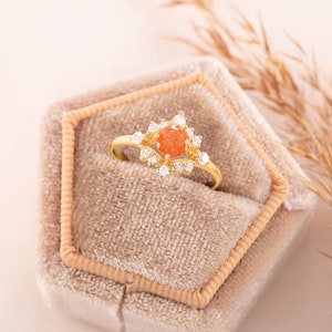 Sunstone ring gold, Unique 14k gold sunstone engagement ring, Dainty sunstone promise ring for her, Perfect gift for her, Anniversary gift