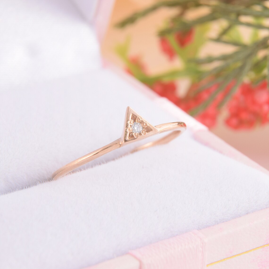 Womens Simple Promise Ring Small Gold Promise Ring Triangle Etsy