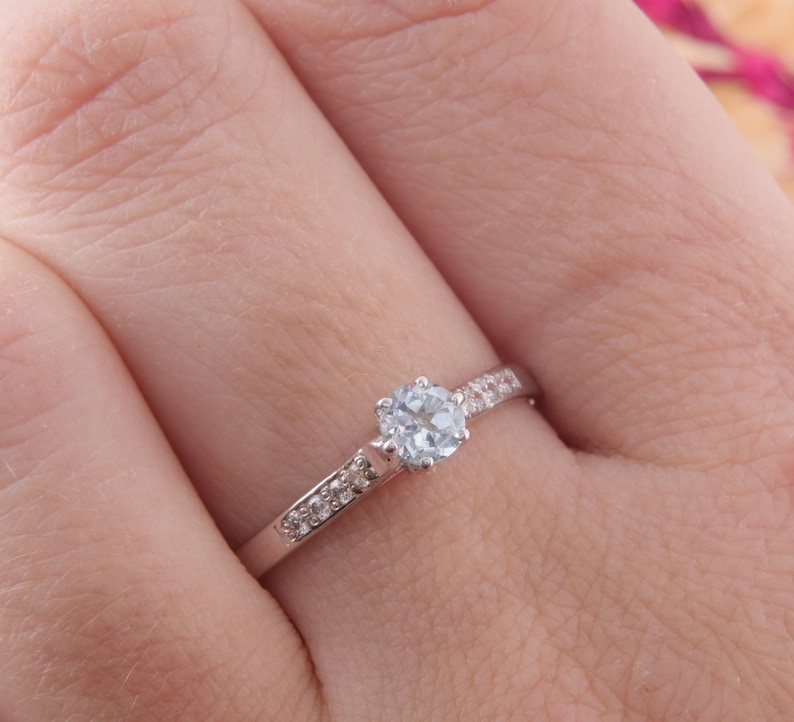 Sterling silver blue topaz promise ring for her Unique womens Etsy
