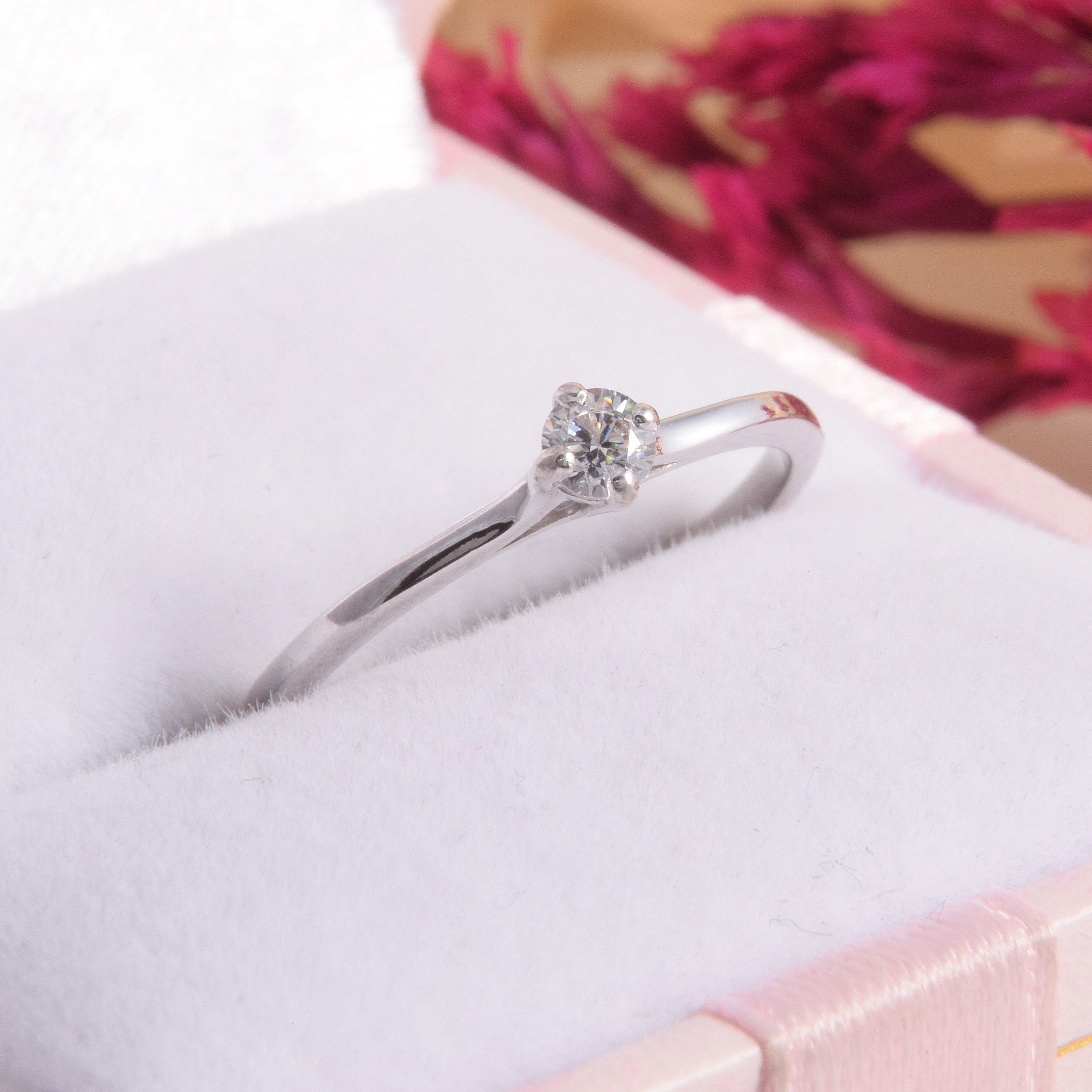 White Gold Small Promise Ring for Her Delicate Promise Ring Etsy
