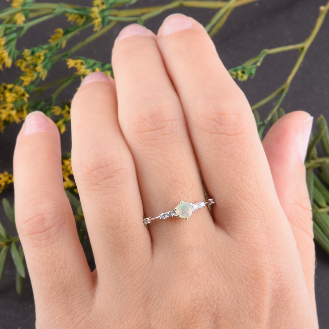 Gold, Opal and Diamond Blossom Ring