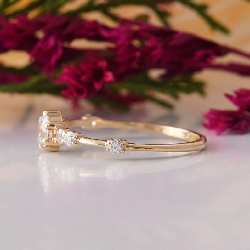 Womens Dainty Promise Ring Yellow Gold Minimalist Promise Etsy