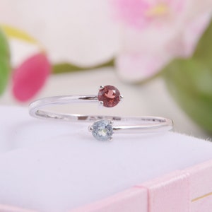 Dual birthstone ring, Dual stone ring, 2 birthstones ring, White gold ring, Gift for mom ring, Mothers ring,Family ring,Gold birthstone ring