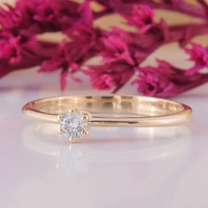 Simple & delicate 14k yellow gold promise ring for her, Dainty womens promise ring, Small gold promise ring, Petite gold ring, Elegant ring
