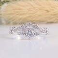 Unique 925 sterling silver art deco womens wedding rings set,Small & dainty wedding rings set,White cz wedding rings set,Silver bridal rings