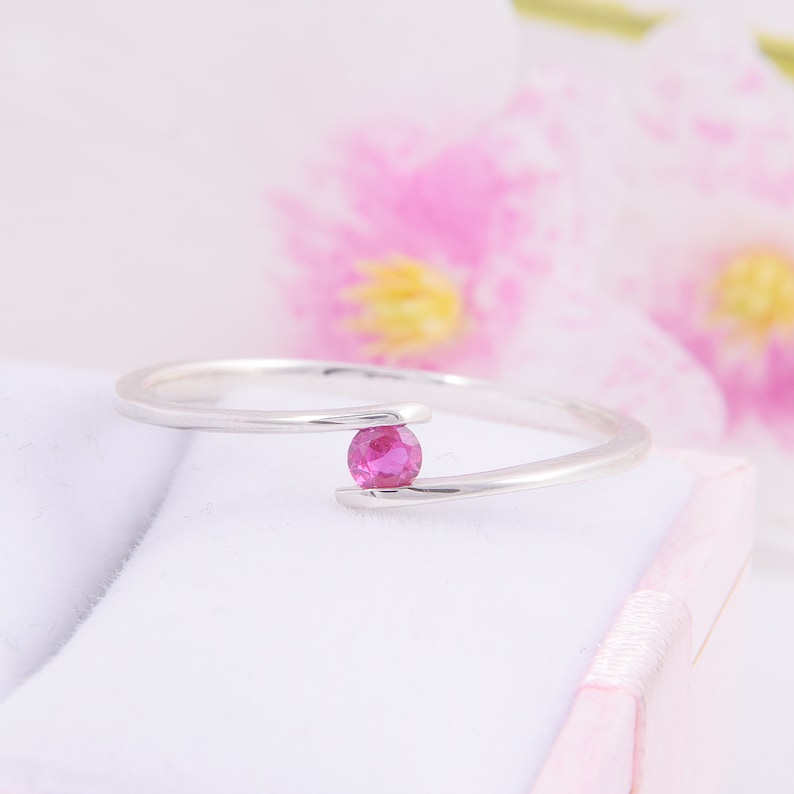 Womens Silver Ruby Ring Dainty Ruby Ring Simple Minimalist Ruby Ring Ruby Jewelry,July Birthstone Womens Promise Ring Ruby Promise Ring