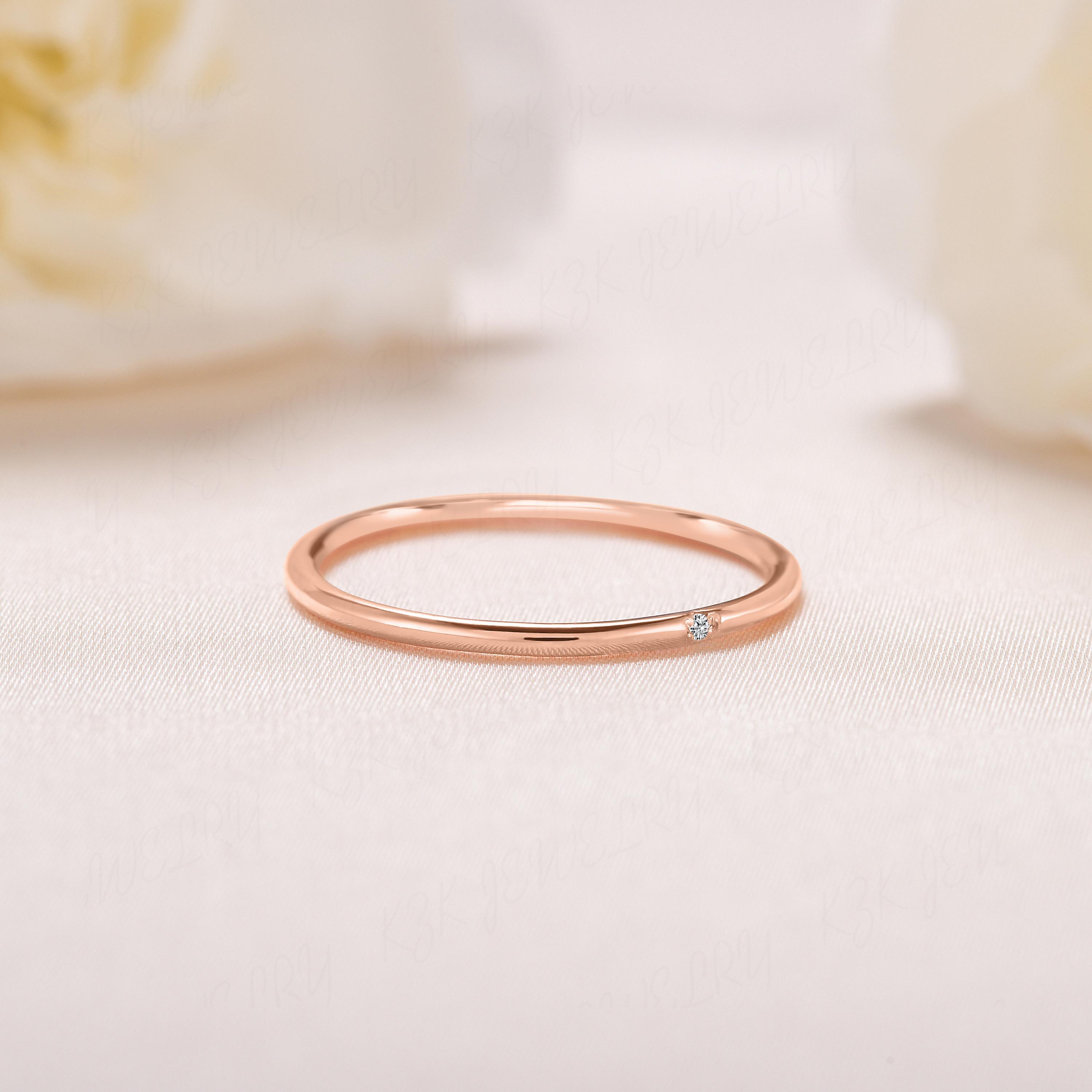 Minimalist Tiny Solitaire Promise Ring for Her, Dainty & Delicate ...