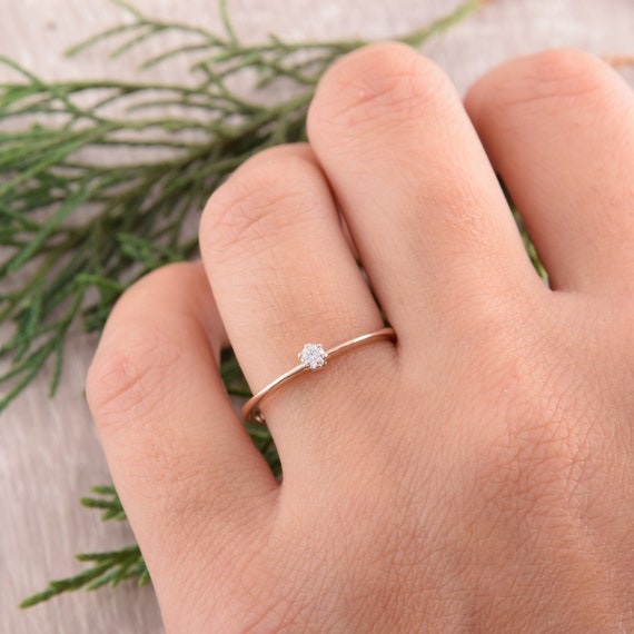 Womens Small Promise Ring, Simple Promise Ring, Dainty Gold Promise Ring  for Her, Gold Minimalist Ring, Delicate Promise Ring, Elegant Ring 