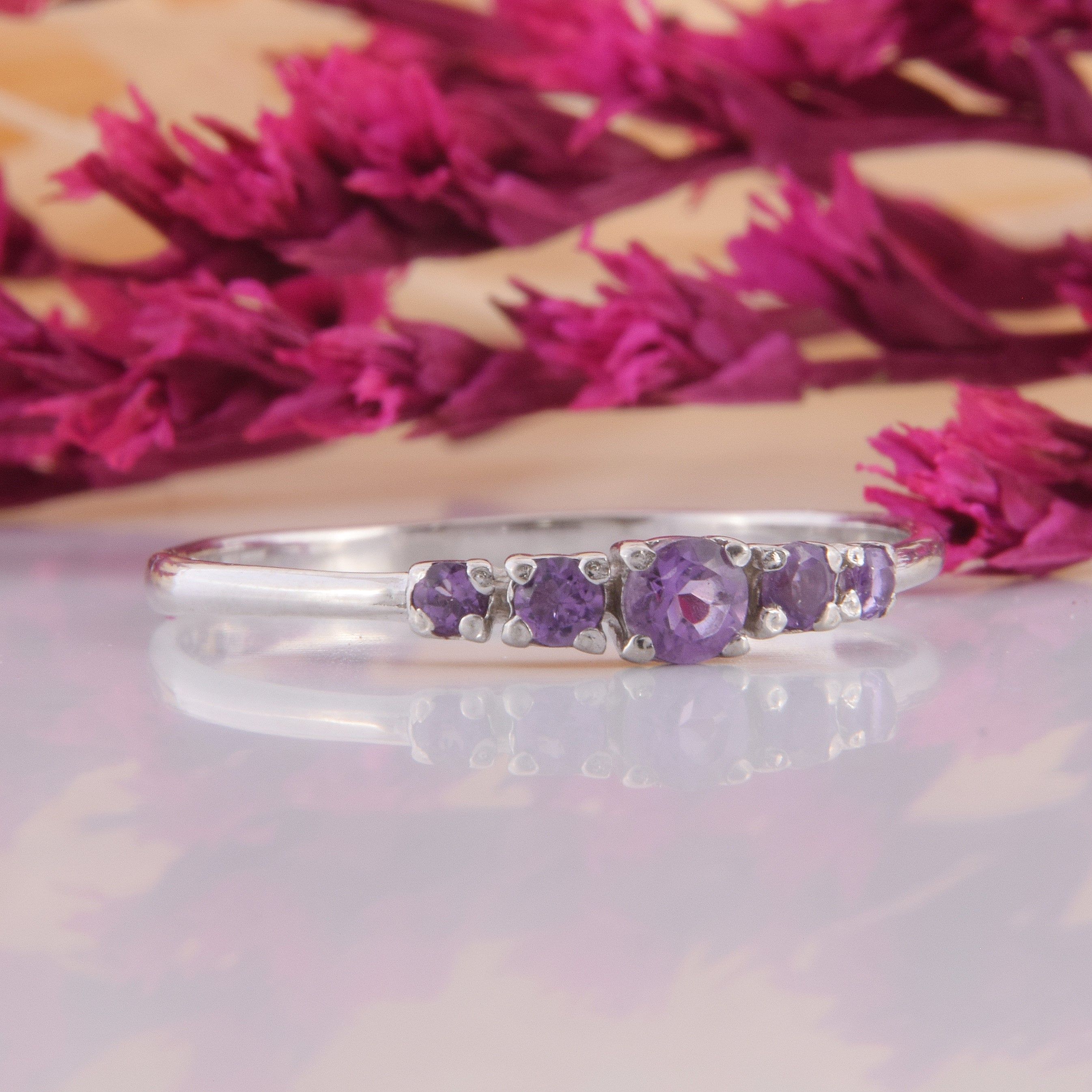 Dainty Silver Amethyst Promise Ring for Her Unique Small & Etsy UK