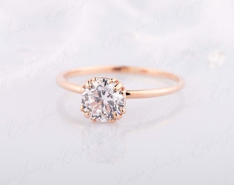 Rose gold solitaire engagement ring, Women solitaire wedding ring, Custom gemstone ring, Personalized birthstone ring,Solitaire promise ring