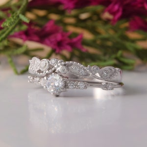 Unique Silver Womens Wedding Rings Set Art Deco Antique - Etsy