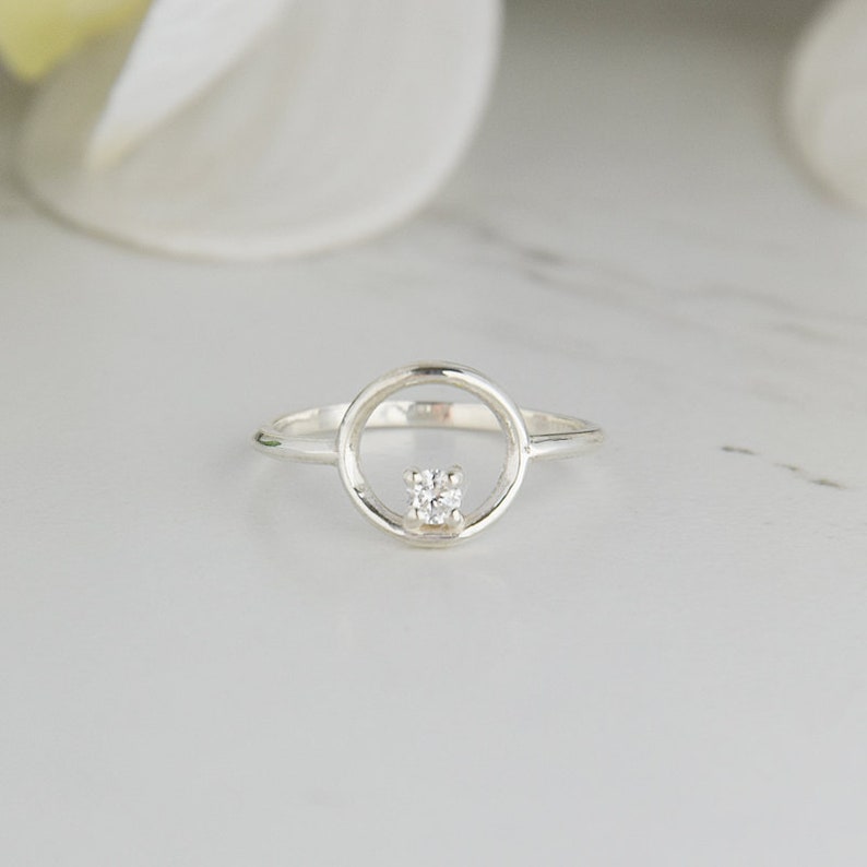 Dainty ring Promise ring gold Geometric ring White gold cz ring,Women promise ring Tiny ring Everyday ring Round ring Minimalist ring