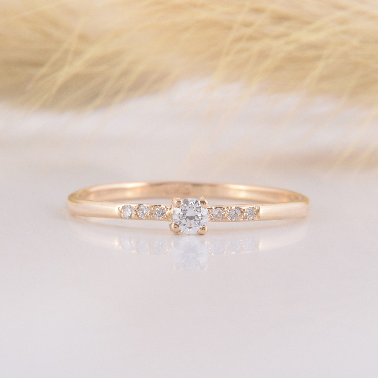 Small & Dainty 14k Yellow Gold Promise Ring for Her Unique | Etsy