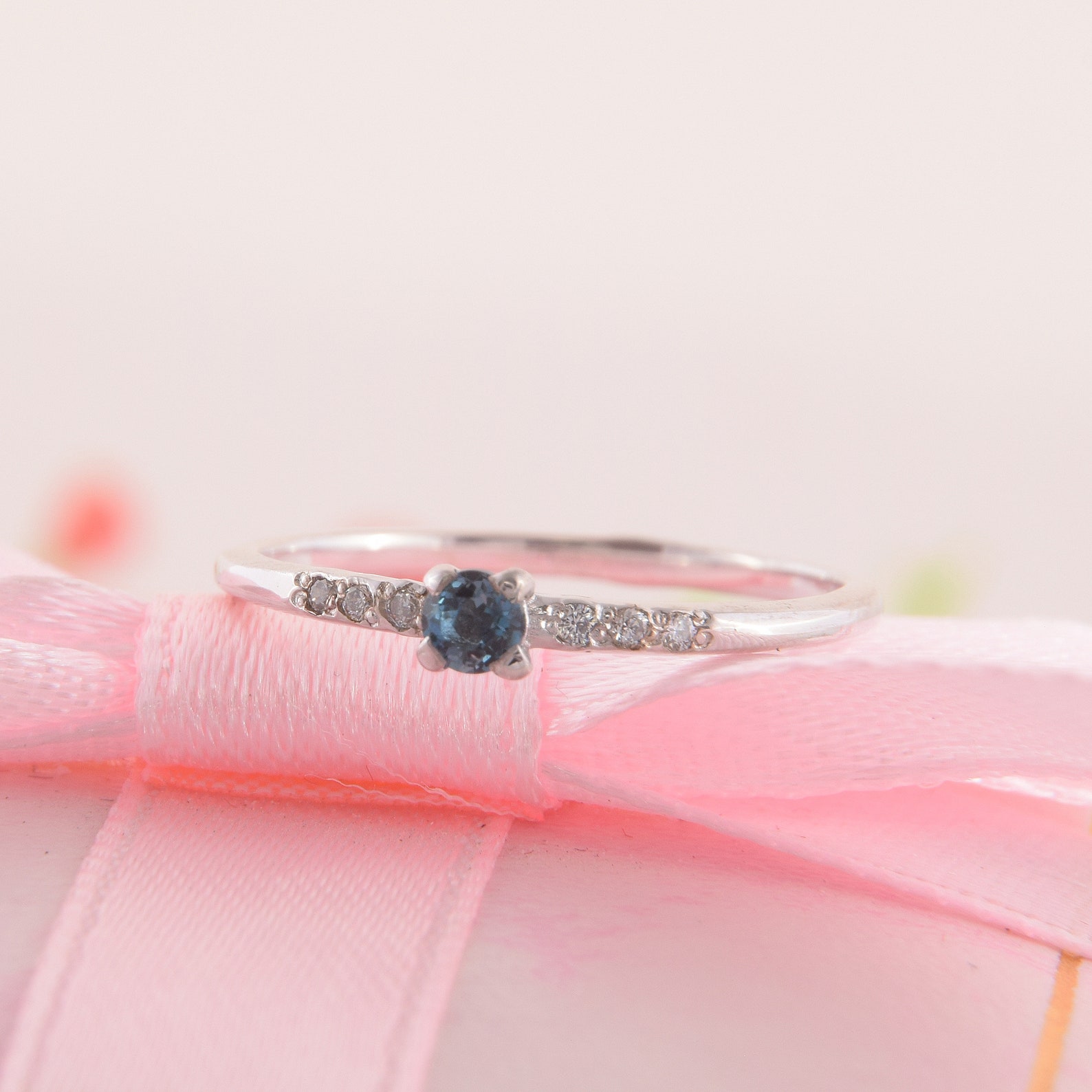 Blue Topaz Promise Silver Ring Minimalist Promise Ring for Etsy