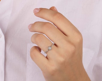 Art-Deco-Stil Silber Versprechen Ring für sie, Damen zierlicher Silber Verlobungsring, einzigartiger Damen Ehering, Jahrestagsgeschenk für sie
