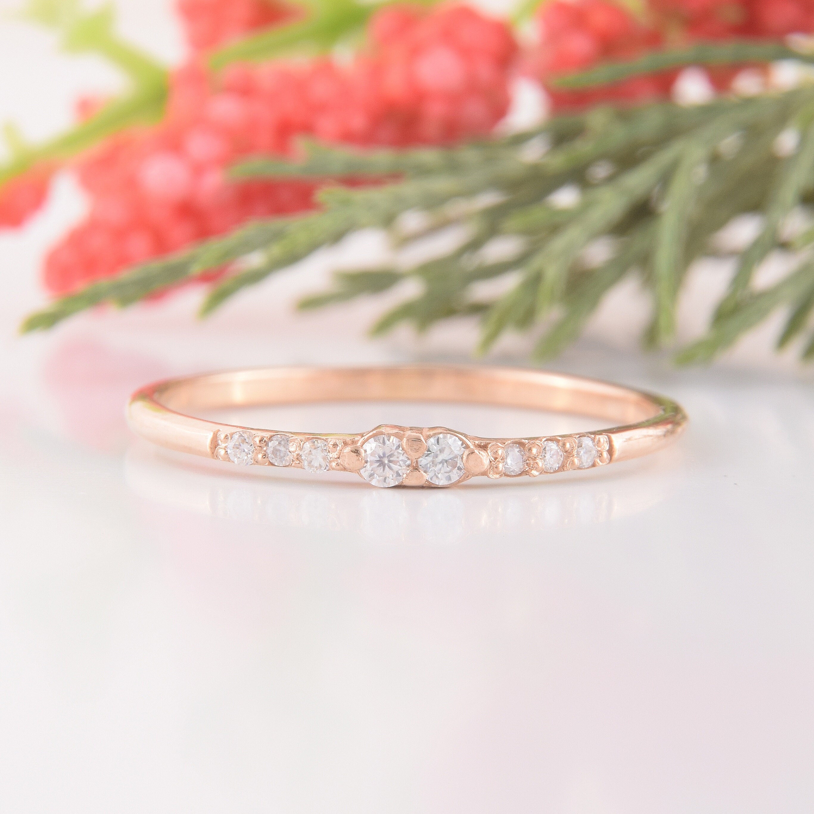 Womens Minimalist Promise Ring for Her Dainty Gold Ring for Etsy