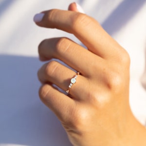 Women moonstone engagement ring gold, Dainty minimalist moonstone promise ring for her, Moonstone wedding ring, Unique gemstone ring image 6