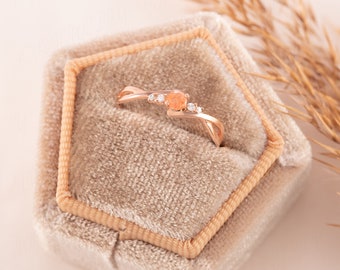 Women tiny sunstone engagement ring, Women sunstone ring gold, Dainty minimalist sunstone promise ring for her, Sunstone ring gift for her