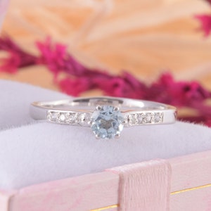 Sterling Silver Blue Topaz Promise Ring for Her, Unique Womens Promise ...