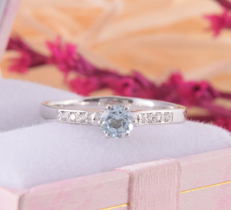 Sterling silver blue topaz promise ring for her Unique womens Etsy