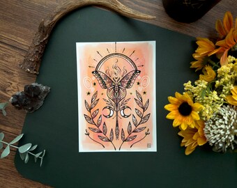 Witchy Butterfly Art Print & Postcard | For Home Decor, Journals and Collage