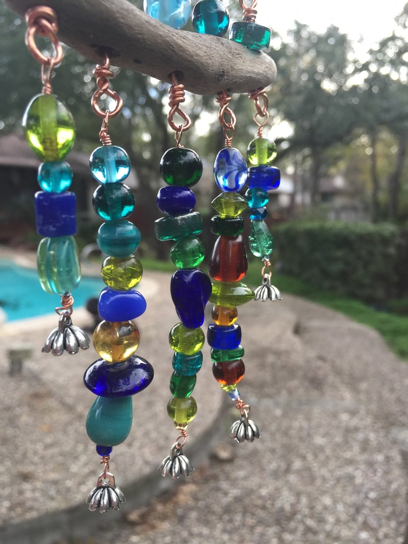 Glass Bead Suncatcher on driftwood small size multi color Etsy