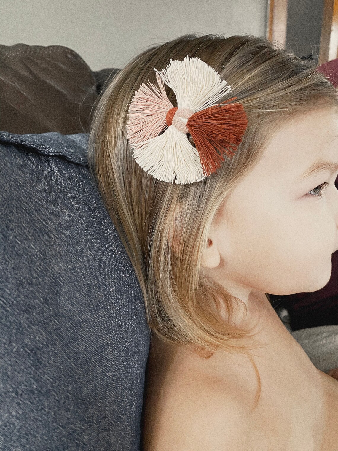 Little Girl Hair Bows // Little Girls Macrame Hair Bows // Etsy