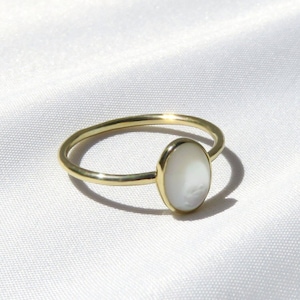 Gold Pearl Ring, Pearl Ring, Natural Pearl Ring, Mother of Pearl Ring, June Birthstone, Promise Ring, Anniversary Ring, 14k Pearl Ring