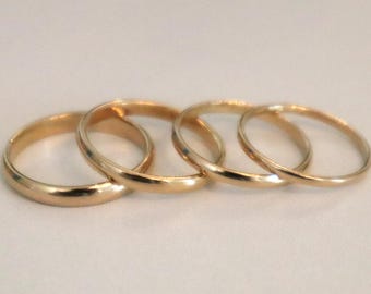 14k Gold Filled Half Round Ring, Stacking Wedding Band