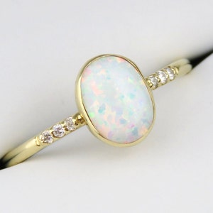 White Opal Ring, White Fire Opal Ring, Multicolour Fire Opal, Gold Opal Ring, Fire Opal Ring, Promise Ring, October Birthstone Ring, Opal