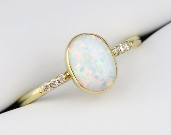 White Opal Ring, White Fire Opal Ring, Multicolour Fire Opal, Gold Opal Ring, Fire Opal Ring, Promise Ring, October Birthstone Ring, Opal