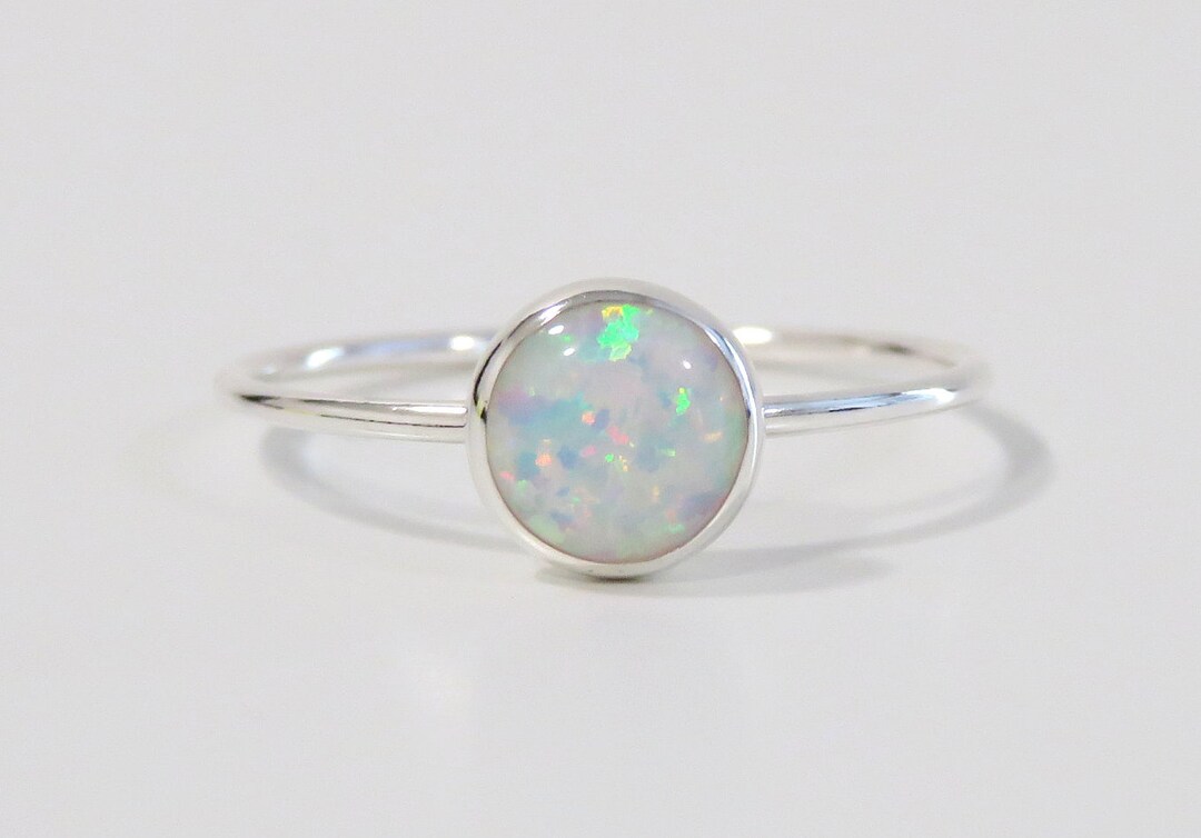 White Opal Ring, White Fire Opal Ring, Multicolour Fire Opal, Silver
