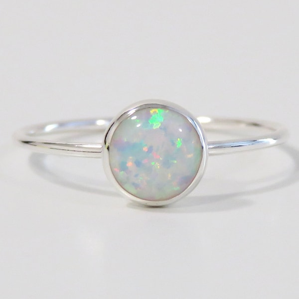 White Opal Ring, White Fire Opal Ring, Multicolour Fire Opal, Silver Opal Ring, Fire Opal Ring, Promise Ring, October Birthstone Ring, Opal