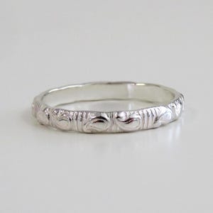 Silver Pattern Ring, Silver Ring, Silver Stack Ring, Sterling Silver Ring, Silver Ring, Wedding Band, Vintage Ring, Cute Silver Ring SMA 3