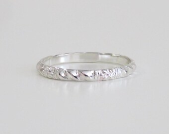 Silver Ring, Silver Pattern Ring, Silver Stacking Ring, Sterling Silver Ring, Pattern Silver Ring, Wedding Band, Vintage Ring, Silver SMA 2