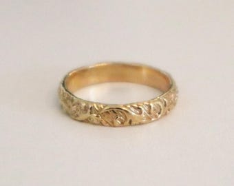 Gold Ring, 14k Gold Ring, Pattern Ring, Vintage Ring, Gold Filled Ring, Floral Ring, 14k Gold Filled Ring, Gold Band, Stacking Ring, FFA6