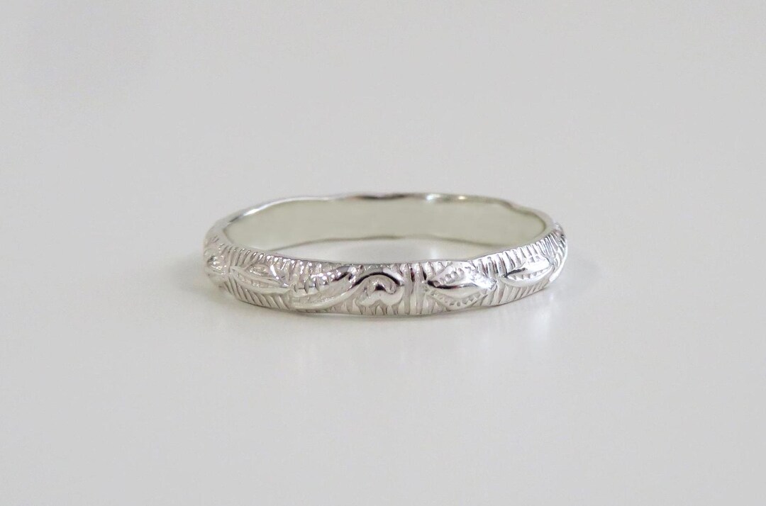 Silver Ring Patterned Silver Pattern Ring, Pattern Ring, Silver Stack Ring, Sterling Silver ...