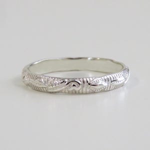 Anello con motivo in argento, anello con motivo, anello in argento a strati, anello in argento sterling, anello in argento, fede nuziale, anello vintage, grazioso anello in argento SMA 4