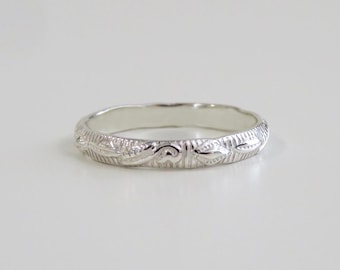 Silver Pattern Ring, Pattern Ring, Silver Stack Ring, Sterling Silver Ring, Silver Ring, Wedding Band, Vintage Ring, Cute Silver Ring SMA 4