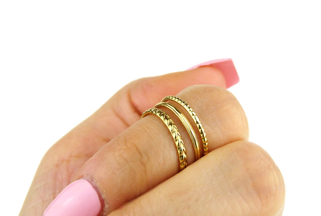 Gold Stacking Ring Set, Set of Rings, 14k Gold Filled Ring, Dainty Thin