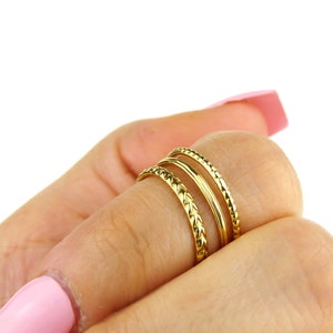 Gold Stacking Ring Set, Set of Rings, 14k Gold Filled Ring, Dainty Thin Ring, Simple Gold Ring, Thick Gold Ring, Gold Ring, Stacking Rings
