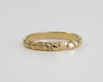 Gold Ring, 14k Gold Filled Ring, Pattern Ring, Floral Ring, Vintage Ring, Gold Band, Stacking Ring, Floral Ring, Gold Filled Ring, SMA 3