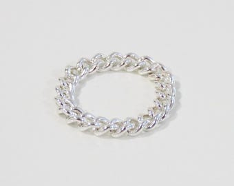 Silver Ring, Curb Chain Ring, Silver Chain Ring, Cuban Chain Ring, Chain Ring, Thick Curb Chain, Silver Stack Ring, Sterling Silver Ring