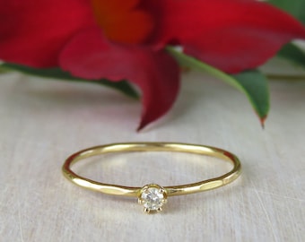 Gold Diamond Ring, Promise Ring, Engagement Ring, Stacking Ring Gift for her Graduation Gift, Tiny Diamond Ring, Diamond Ring Gold