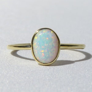 White Opal Ring, White Fire Opal Ring, Multicolour Fire Opal, Gold Opal Ring, Fire Opal Ring, Promise Ring, October Birthstone Ring, Opal
