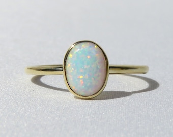 White Opal Ring, White Fire Opal Ring, Multicolour Fire Opal, Gold Opal Ring, Fire Opal Ring, Promise Ring, October Birthstone Ring, Opal